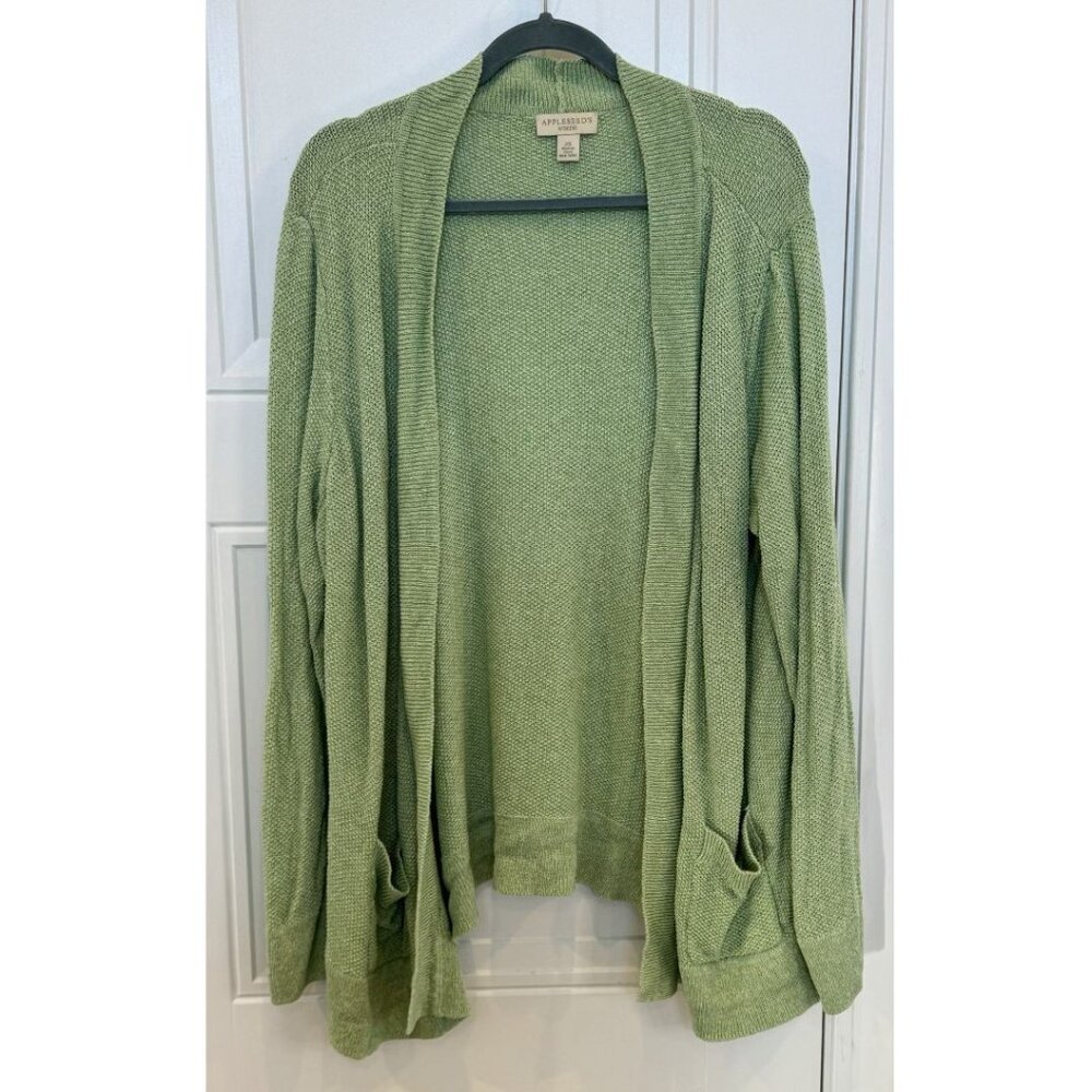 Appleseed's 2xl Celery Green Cardigan Sweater EUC Lightweight Casual Classic